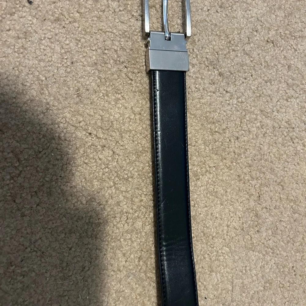 Black Leather Belt with Silver Buckle